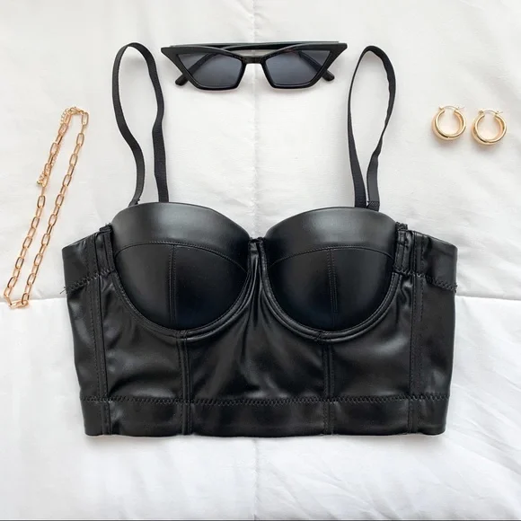 faux leather corset bustier - Picture 1 of 7